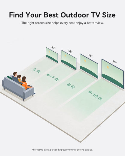Outdoor TV, 43 Inch Waterproof Smart Outdoor Tvs, 4K, HDR 10, Weatherproof,1000Nits, Voice Assistant Remote, for Partial Sun Area(Deck Pro 3.0, Latest Model)