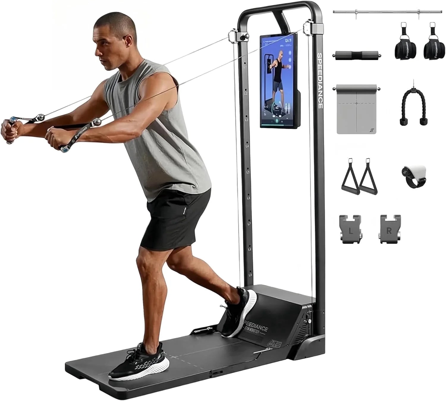 Gym Monster – All-In-One Home Gym Workout Machine with 220LBS Digital Weight, Full Body Strength Training Equipment, No Installation Required