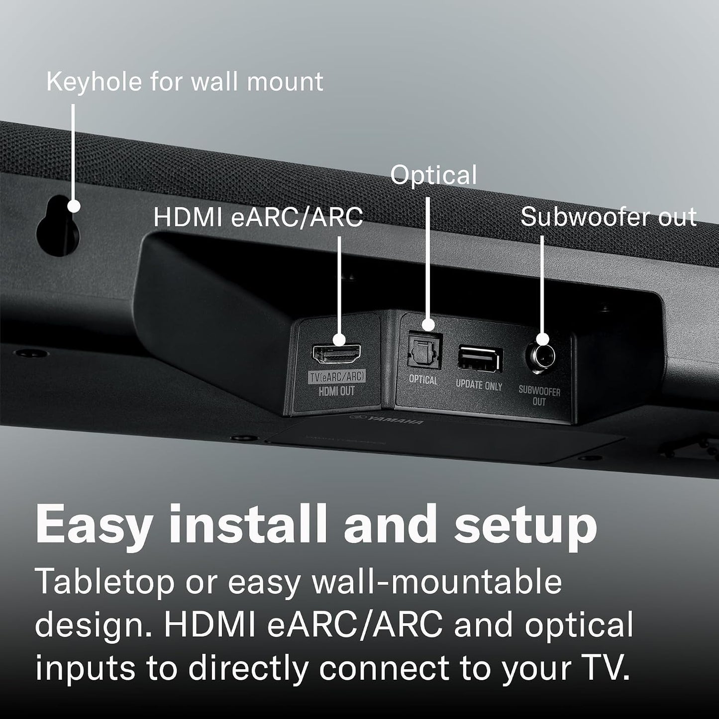 Yamaha SR-B30A Sound Bar with Built-In Subwoofers, Dolby Atmos Sound Bar for TV, Home Theater Sound System for TV, Bluetooth, Black | Dolby Atmos with Dual Built-In Subwoofers and Bluetooth for Movies, Music and Gaming