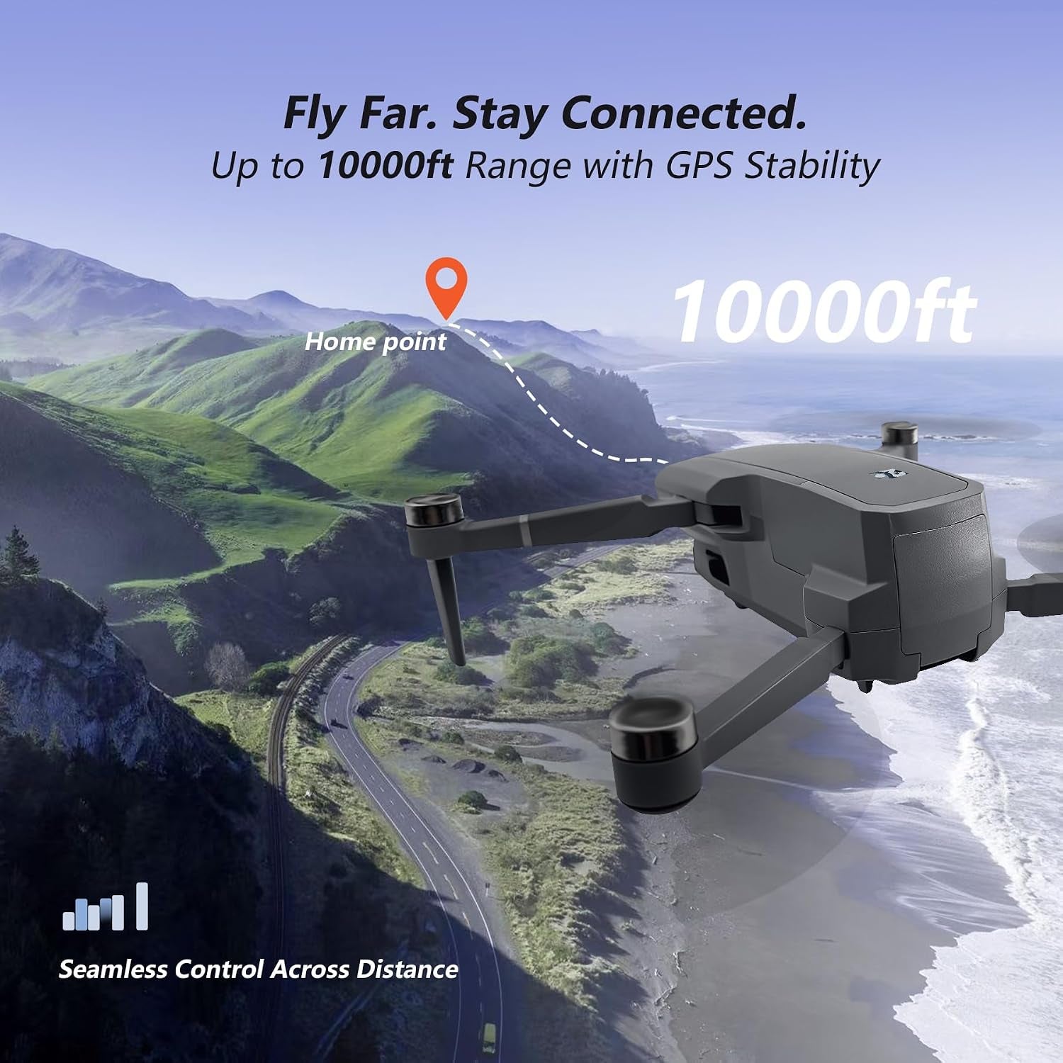 3-Axis Gimbal GPS Drone with 4K Camera  Drone, 10000FT Range, 90Min Flight Time with 3 Batteries, 4.5" HD Screen Remote, Auto Return, Follow Me, Brushless Motor, 5G FPV, Foldable RC Quadcopter for Beginners - under 249G