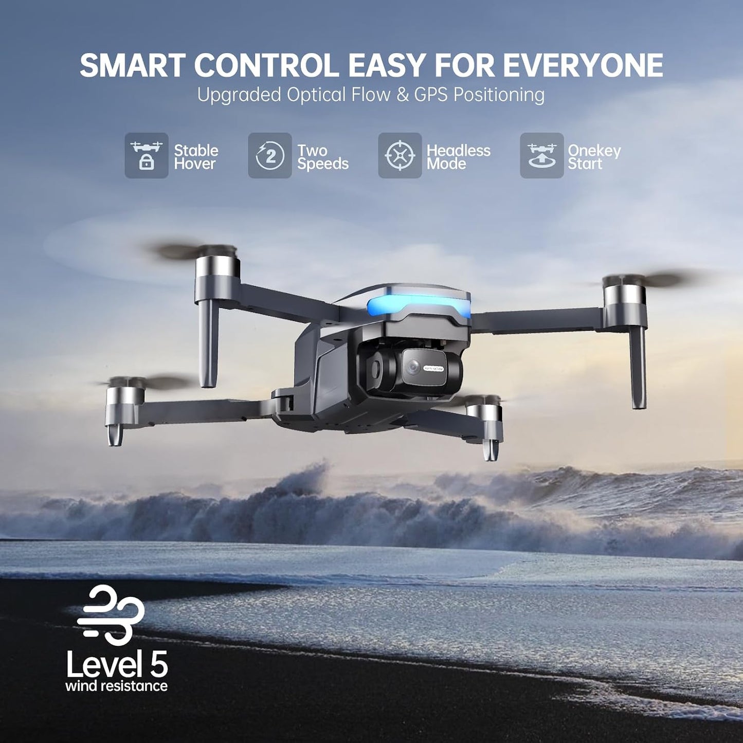 GPS Drones with Camera for Adults 4K, under 249G, 45 Mins Flight, Brushless Motor, Light, Auto Follow, Tap Fly & Circle Fly, One Key Start, Foldable Drone for Adults Beginners