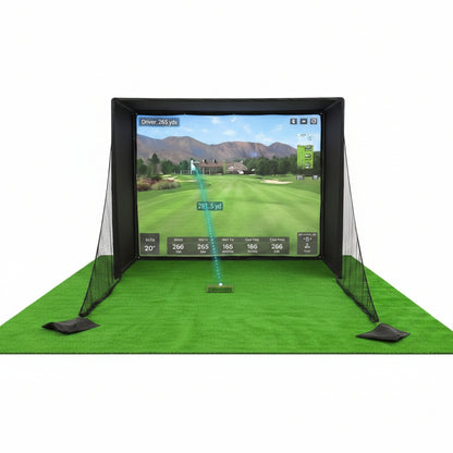 Golf Simulator Enclosure 10.7X8X5Ft & 8.5X8.5X5Ft Golf Simulators for Home | Light-Proof HD/4K Silent Impact Screen, Indoor/Outdoor - Includes Mat, Foam-Padded Iron Poles, Shank Net, Sandbag & Bonus Kit