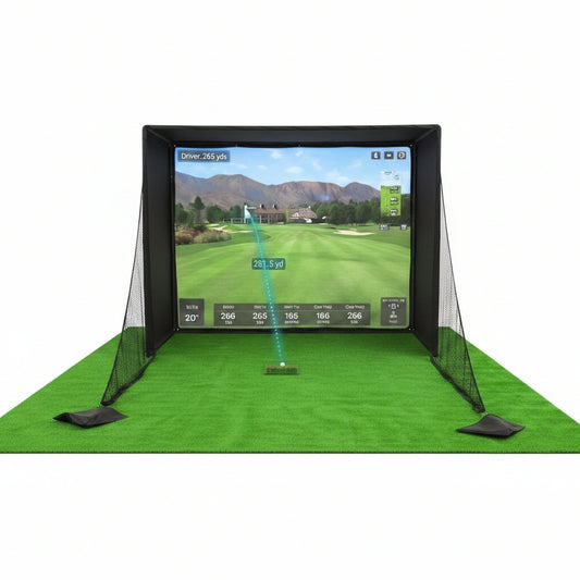 Golf Simulator Enclosure 10.7X8X5Ft & 8.5X8.5X5Ft Golf Simulators for Home | Light-Proof HD/4K Silent Impact Screen, Indoor/Outdoor - Includes Mat, Foam-Padded Iron Poles, Shank Net, Sandbag & Bonus Kit