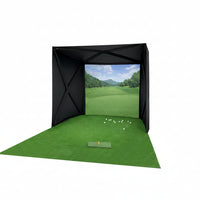 Golf Simulator Enclosure for Home Instant Quick and Easy Tool-Free Setup in 5 Mins Golf Hittig Cage - Complete Set with Heavy Duty Frame,Hd Impact Screen and Putting Green Turf (8X8 Ft)
