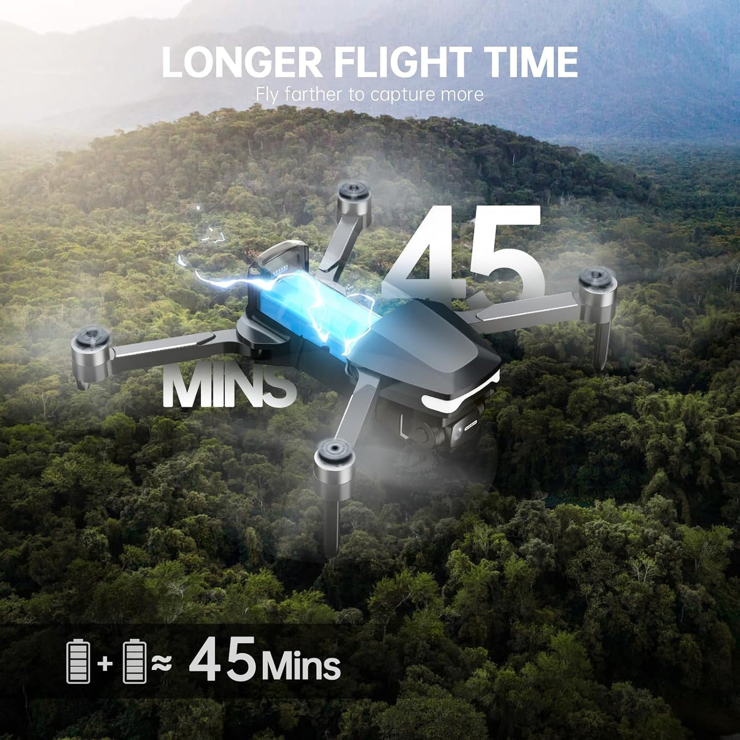 GPS Drones with Camera for Adults 4K, under 249G, 45 Mins Flight, Brushless Motor, Light, Auto Follow, Tap Fly & Circle Fly, One Key Start, Foldable Drone for Adults Beginners