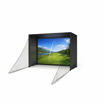 Golf Simulator Enclosure Kit 10 X 8 Ft with 4K-Ready Impact Screen | 600D Blackout Cover, Anti-Ricochet Foam Padding & Safety Side Nets, Golf Cage for Indoor Garage, Basement & Home Practice
