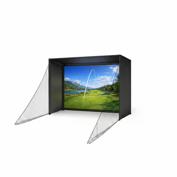 Golf Simulator Enclosure Kit 10 X 8 Ft with 4K-Ready Impact Screen | 600D Blackout Cover, Anti-Ricochet Foam Padding & Safety Side Nets, Golf Cage for Indoor Garage, Basement & Home Practice