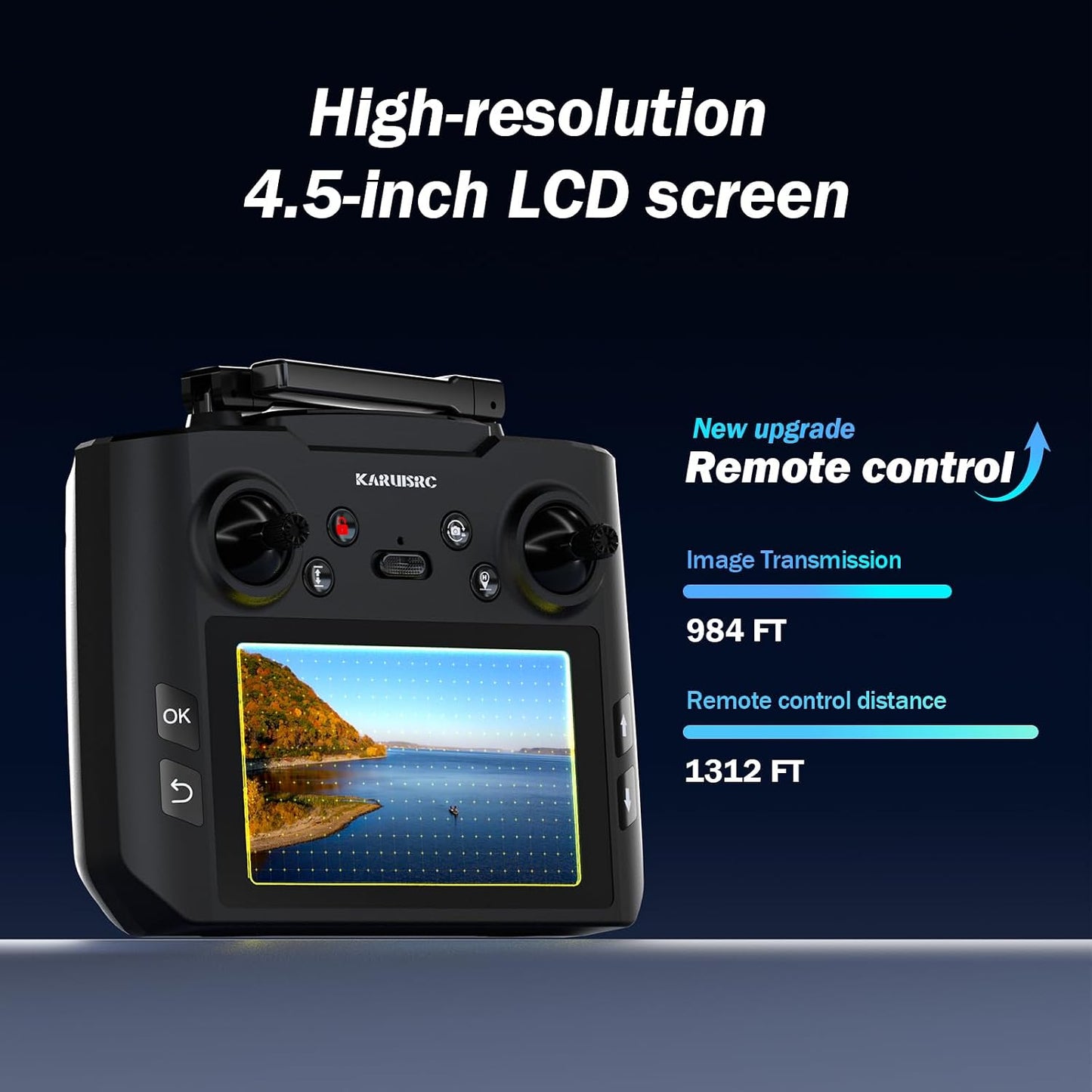 K600GPS Drone with Camera for Adults, 4.5 Inch LCD RC Screen, 32G SD Card, GPS Drone Auto Return, Gesture Flight, Brushless Motor, Optical Flow,3 Speeds for Adults/Beginners, under 249G
