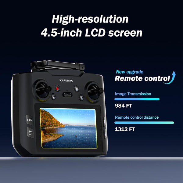 K600GPS Drone with Camera for Adults, 4.5 Inch LCD RC Screen, 32G SD Card, GPS Drone Auto Return, Gesture Flight, Brushless Motor, Optical Flow,3 Speeds for Adults/Beginners, under 249G