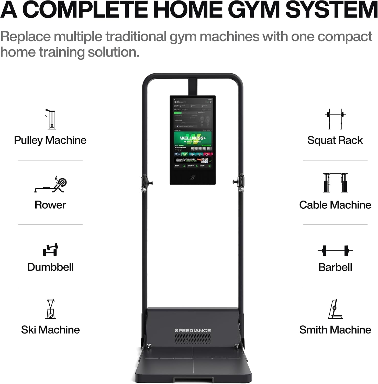 Gym Monster Smart Home Gym, Multifunctional Strength Training Machine, Smith Machine Power Cage Workout Station, Squat Rack Cable Machine, Full Body Fitness Equipment for Home Workout