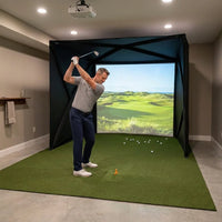 Golf Simulator Enclosure for Home Instant Quick and Easy Tool-Free Setup in 5 Mins Golf Hittig Cage - Complete Set with Heavy Duty Frame,Hd Impact Screen and Putting Green Turf (8X8 Ft) — Lifestyle