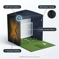 Golf Simulator Enclosure for Home Instant Quick and Easy Tool-Free Setup in 5 Mins Golf Hittig Cage - Complete Set with Heavy Duty Frame,Hd Impact Screen and Putting Green Turf (8X8 Ft) — How It Works